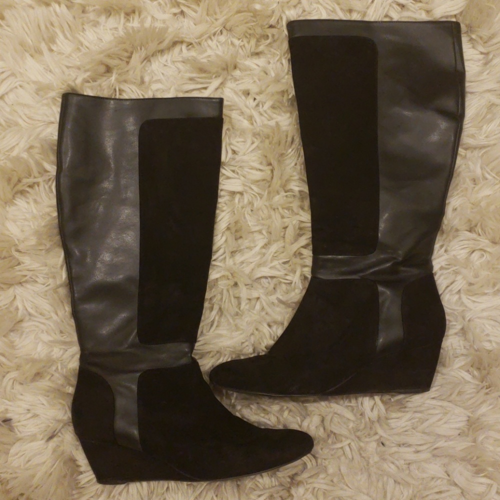 Black Patch Knee Hi Boots